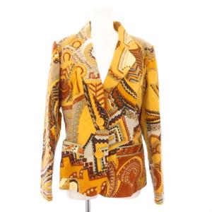 FASHION テーラードジャケット ベロア 2B 総柄 13AR イエロー 0381200 /KH