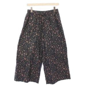 ワイドパンツ イージー ウエストゴム 花柄 総柄 F 紺 ネイビー /BB
