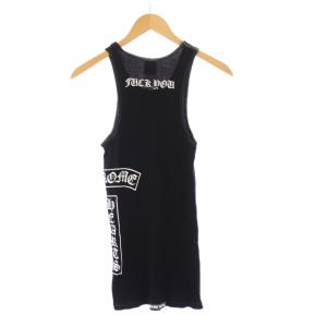 CHROME HEARTS リブタンクトップ ストレッチ クロス M ブラック