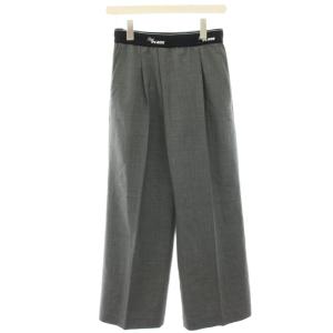 22SS ロゴウエストイージーパンツ ワイドパンツ ウール 36 グレー 黒 ブラック 22030922211020
