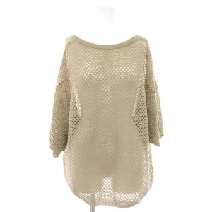 24SS 2wayアイレットメッシュハーフスリーブプルオーバー ニット カットソー シアー 五分袖 F