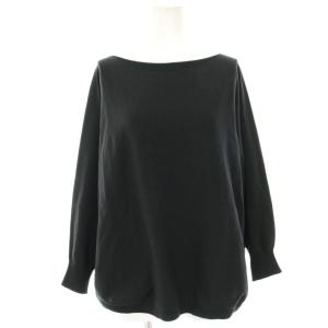 24SS コットンストレッチドルマン7分袖プルオーバー ニット カットソー ボートネック 黒 ブラック