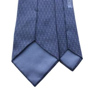 HERMES ネクタイ レギュラータイ 総柄 絹 シルク 紺 ネイビー /YT OH