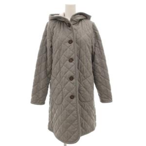 キルティングロングコート 中綿 フード 裏ボア 38 グレー /GV