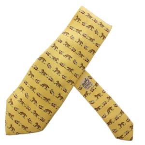 ネクタイ 馬柄 シルク フランス製 黄 7894 MA /BM OH