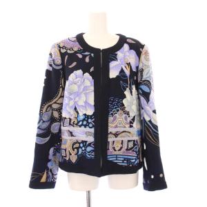 FASHION ノーカラージャケット アウター 花柄 42 ブラック 0361901 /KH