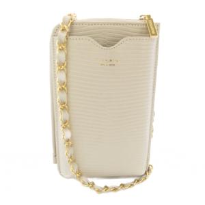 スマホポシェット チェーンストラップ ADRIA カウレザー 牛革 型押し アイボリー /TK