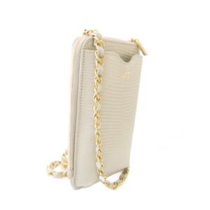 VIOLA d'ORO スマホポシェット チェーンストラップ ADRIA カウレザー 牛革 型押し アイボリー /TK