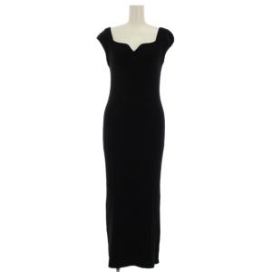 スクエアネックリブワンピース ニット ロング ノースリーブ F 黒 ブラック FWNO212082 /OR