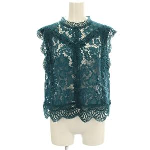 20AW レーススタンドネックブラウス 102027-13-430-71 ノースリーブ 花柄 シースルー