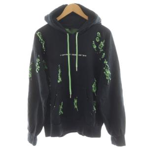 パーカー プルオーバー ロゴ ダメージ加工 S 黒 ブラック 緑 グリーン 00SXEL-S-ALBY-RIP-0NAWW