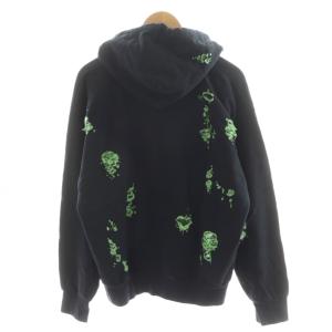 DIESEL パーカー プルオーバー ロゴ ダメージ加工 S 黒 ブラック 緑 グリーン 00SXEL-S-ALBY-RIP-0NAWW