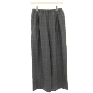 グレンチェックワイドパンツ ガウチョパンツ イージー ラムウール 38 グレー 黒 ブラック 300BA631-1840