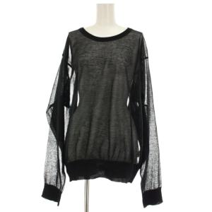エルボーパッチニット カットソー 長袖 シアー 黒 ブラック 8613-105-0098 /OR JS