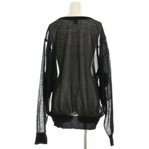6 ROKU BEAUTY&YOUTH エルボーパッチニット カットソー 長袖 シアー 黒 ブラック 8613-105-0098 /OR JS