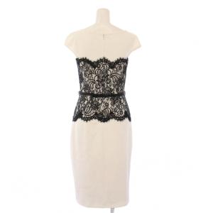 TADASHI SHOJI ノースリーブワンピース ドレス ひざ丈 レース 0 ホワイト BFY1432MJ /KH