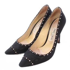 パンプス スタッズ ラインストーン 37.5 ブラック