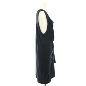 gomme ワンピース ノースリーブ ひざ丈 アシンメトリー チュール ギャザー M 黒 ブラック SC-T15-108