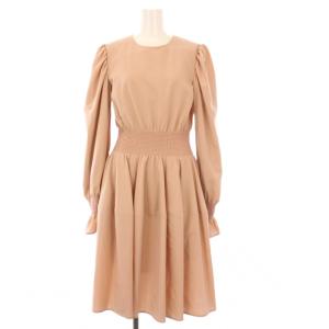 Camellia Dress カメリアワンピース 長袖 ロング ギャザー 2 ピンクベージュ 42482
