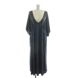 パイピングギャザーワンピース ロング フリル 38 ネイビー RA25-26F502 /NQ