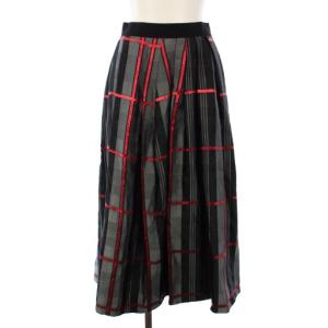 スカート ロング チェック フレア 36 グレー 赤 6524-299-0870 /TK