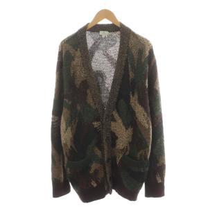 カーディガン 総柄 ウール L ベージュ ブラウン グリーン 222-1N819-9895