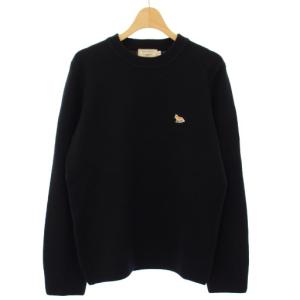 ニット セーター クルーネック 長袖 ワッペン XS 黒 FM00503KT1014 /TK