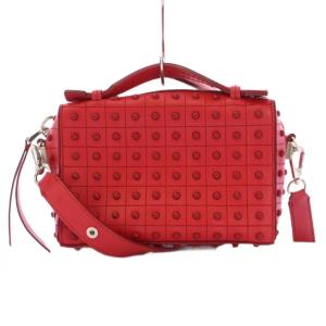 ゴンミーニ 2WAY ショルダーバッグ レザー スタッズ レッド
