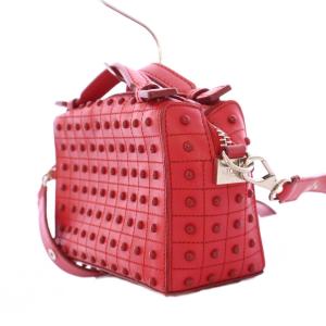 TOD'S ゴンミーニ 2WAY ショルダーバッグ レザー スタッズ レッド