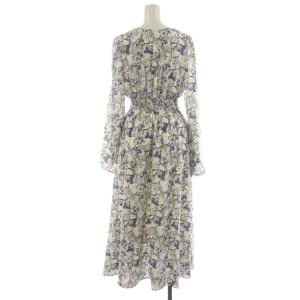 FRAY I.D 23AW フラワープリントワンピース ロング丈 長袖 花柄 F 紫 パープル 白 ホワイト FWFO235902
