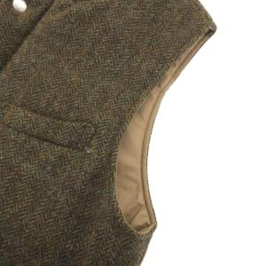 STILL BY HAND 中綿ベスト ジャケット ツイード ウール ヘリンボーン 46 カーキ /JS