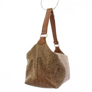 CELINE Cマカダム ワンショルダーバッグ キャンバス レザー ベージュ MC00/1 /BM OH