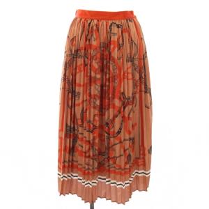 23AW ヴィンテージスカーフ柄プリーツスカート ロング 36 オレンジ GGC-33100-B /TK