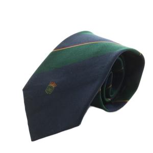 ココマーク レギュラータイ ネクタイ ストライプ柄 シルク 絹 紺 ネイビー 緑 グリーン /AN17