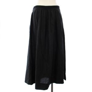 MARGARET HOWELL スカート リネン ロング フレア 3 黒 578-132520 /TK