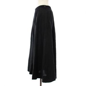 MARGARET HOWELL スカート リネン ロング フレア 3 黒 578-132520 /TK