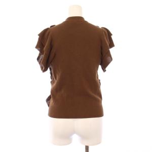ANAYI ニット 半袖 フリル ストレッチ 36 茶 ブラウン /BB