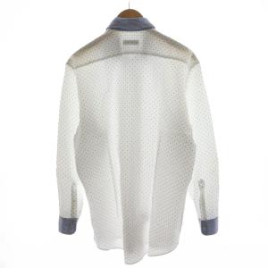 ETRO シャツ 長袖 ドット柄 コットン 43 白 ホワイト 青 ブルー 161-1K015-6130 /AN44