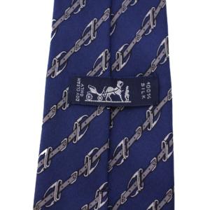 HERMES ネクタイ 総柄 シルク フランス製 紺 951 IA /BM OH