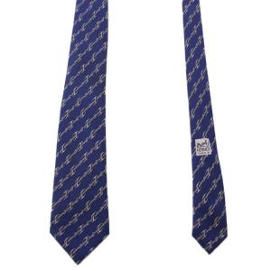 HERMES ネクタイ 総柄 シルク フランス製 紺 951 IA /BM OH