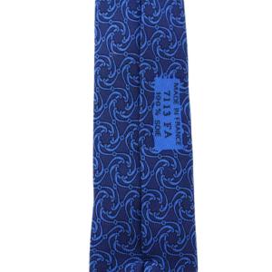 HERMES ネクタイ 総柄 シルク フランス製 紺 青 /BM OH
