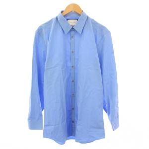 カジュアルシャツ 長袖 レギュラーカラー 無地 43 青 ブルー /BB
