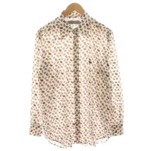 シャツ 長袖 総柄 ペイズリー柄 コットン 43 マルチカラー 白 ホワイト 赤 レッド 緑 グリーン