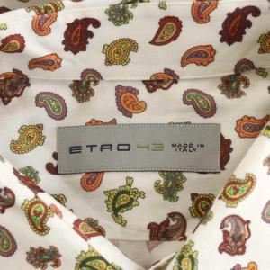 ETRO シャツ 長袖 総柄 ペイズリー柄 コットン 43 マルチカラー 白 ホワイト 赤 レッド 緑 グリーン