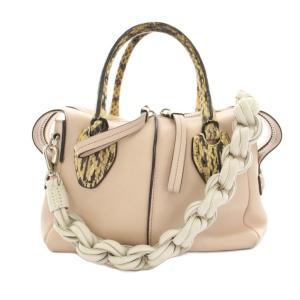 D スタイリング D-Styling ハンドバッグ ワンハンドルバッグ レザー パイソン柄 ベージュ 白