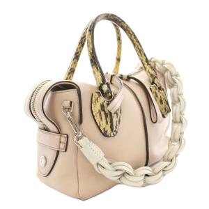 TOD'S D スタイリング D-Styling ハンドバッグ ワンハンドルバッグ レザー パイソン柄 ベージュ 白