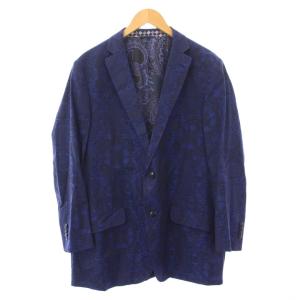 テーラードジャケット ペイズリー柄 シルク 56 ネイビー