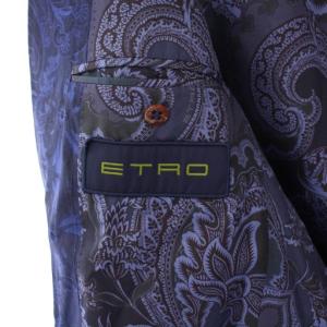ETRO テーラードジャケット ペイズリー柄 シルク 56 ネイビー