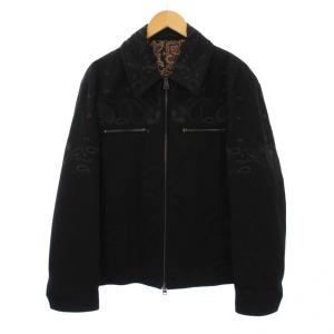 ステンカラージャケット 裏地ペイズリー柄 L ブラック 221-1S971-7906