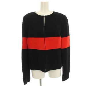 ノーカラージャケット 2015-05306-001-44 バイカラー ウール 44 黒 赤 /G